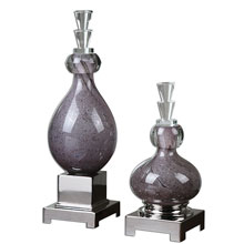 Charoite Purple Glass Bottles S/2