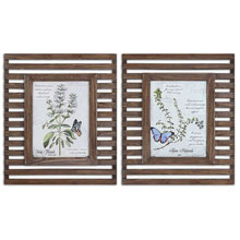 Herbs & Butterflies Wood Framed Art