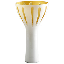 Large Pedestal White And Champagne Vase