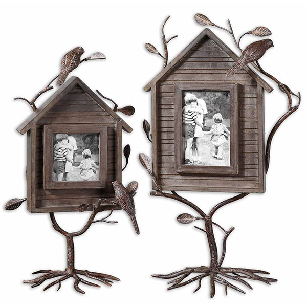 Uttermost Bird House Metal Photo Frames, Set/2 - Click Image to Close
