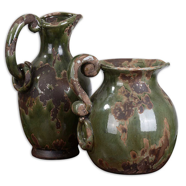 Hani Forest Green Pitchers, Set/2 - Click Image to Close