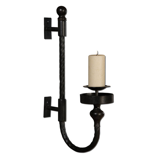 Garvin Twist Metal Sconce With Candle - Click Image to Close
