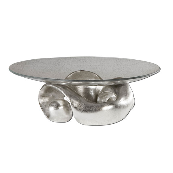 Entwined Silver Leaf & Glass Bowl - Click Image to Close