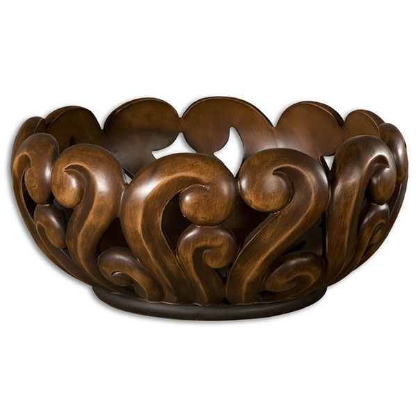 Merida Wood Tone Decorative Bowl - Click Image to Close
