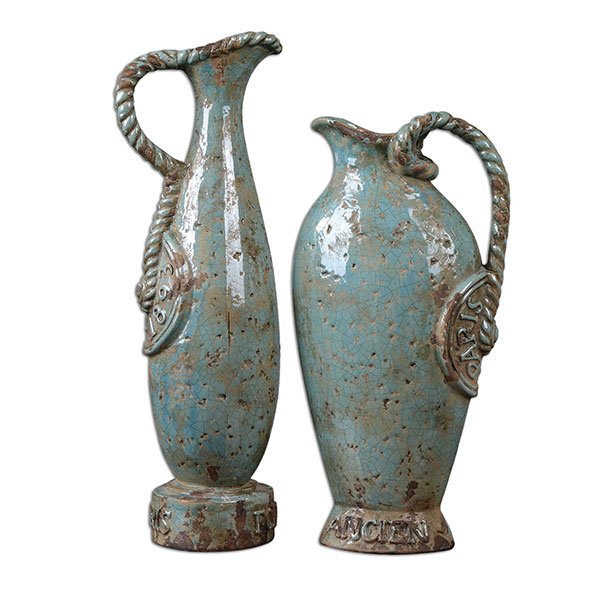 Freya Sky Blue Vases, Set/2 - Click Image to Close