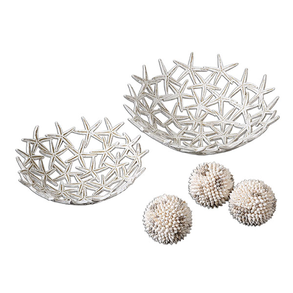 Starfish Decorative Bowls W/ Spheres S/5 - Click Image to Close