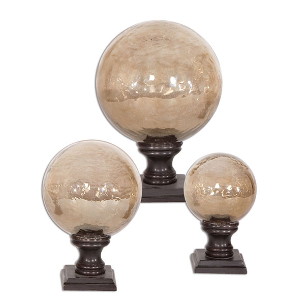 Lamya Glass Globe Finials, Set/3 - Click Image to Close