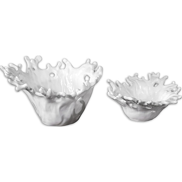 White Coral Decorative Bowls, Set/2 - Click Image to Close