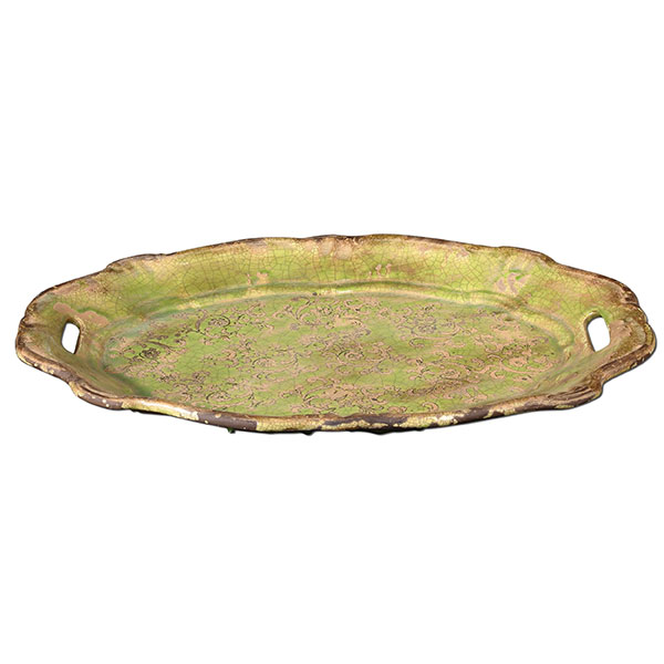 Gian Crackled Green Ceramic Tray - Click Image to Close