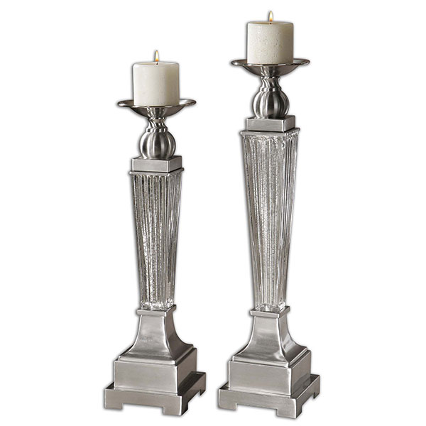 Canino Mercury Glass Candleholders, S/2 - Click Image to Close