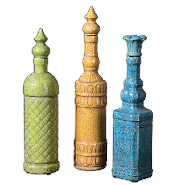 Jonte Decorative Bottles, S/3 - Click Image to Close