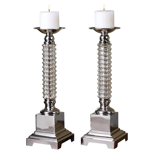Ardex Mercury Glass Candleholders S/2 - Click Image to Close