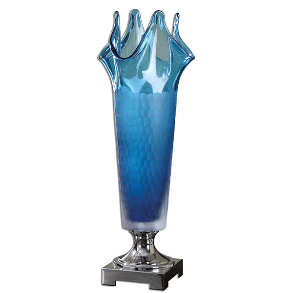 Hydra Blue Glass Vase - Click Image to Close