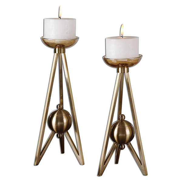 Andar Coffe Bronze Candleholders S/2 - Click Image to Close