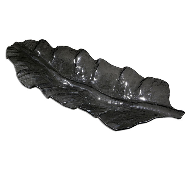 Smoked Leaf Glass Tray - Click Image to Close