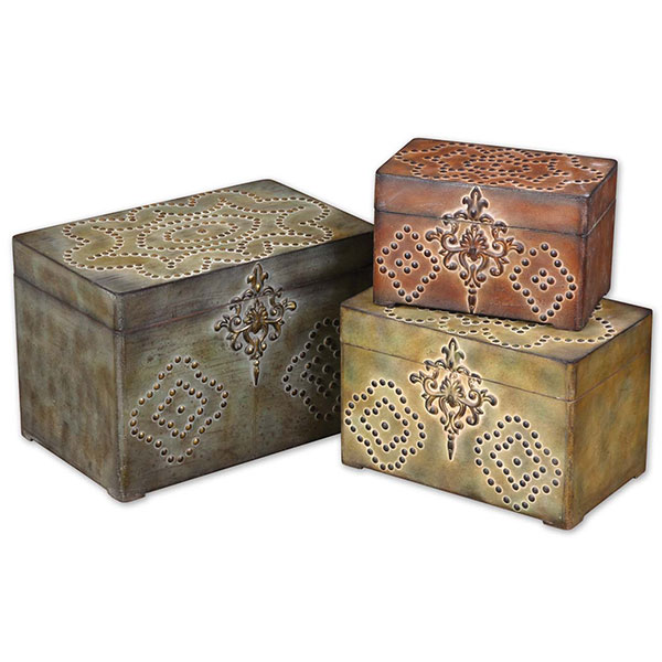 Hobnail Weathered Boxes, Set/3 - Click Image to Close