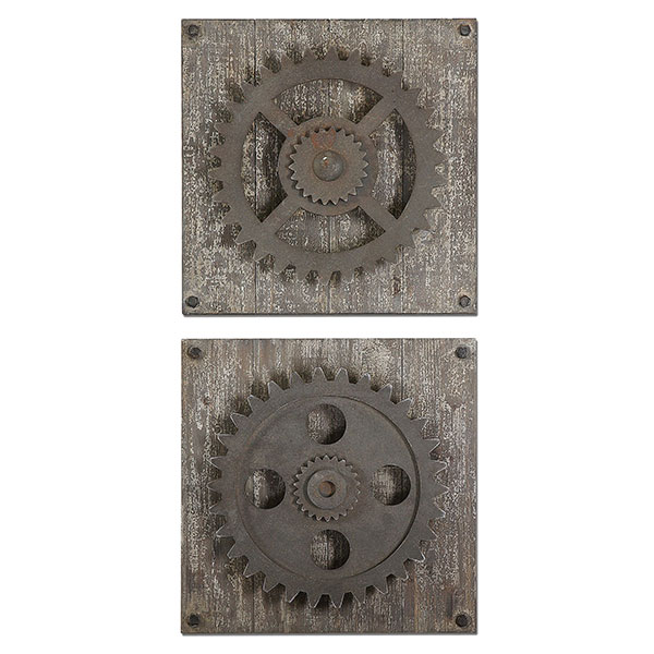 Rustic Gears Wall Art, S/2 - Click Image to Close