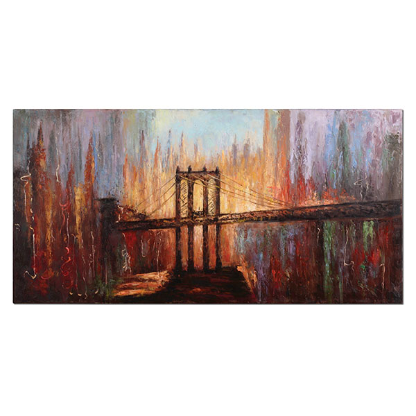 Colorful Skyline View Hand Painted Art - Click Image to Close