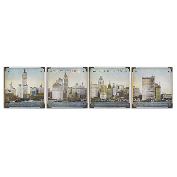 Waterfront New York Wall Art, S/4 - Click Image to Close