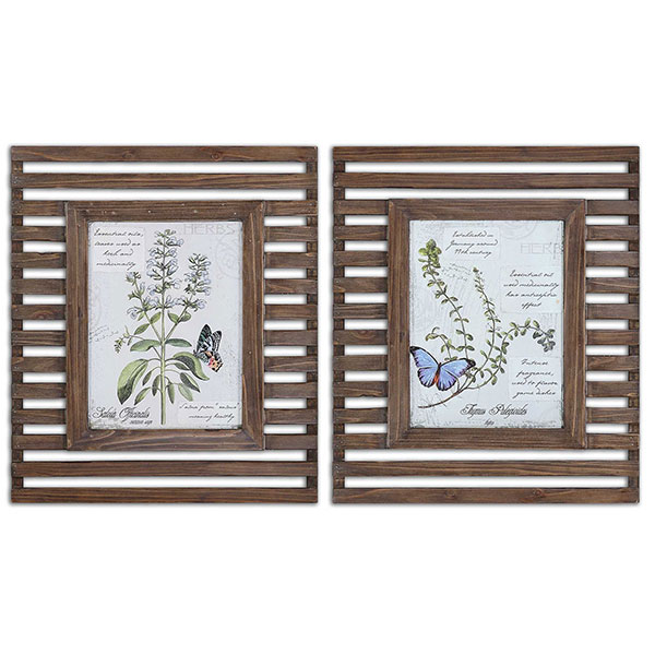 Herbs & Butterflies Wood Framed Art - Click Image to Close