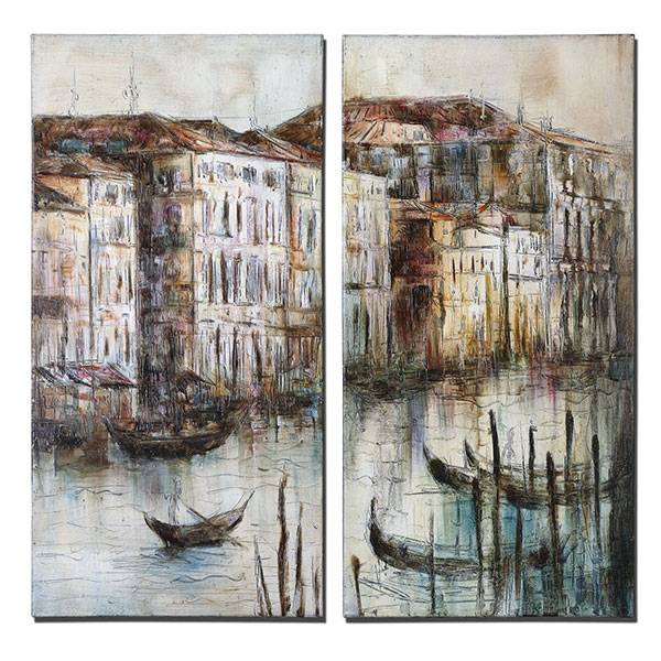 Canal View Hand Painted Art Set/2 - Click Image to Close