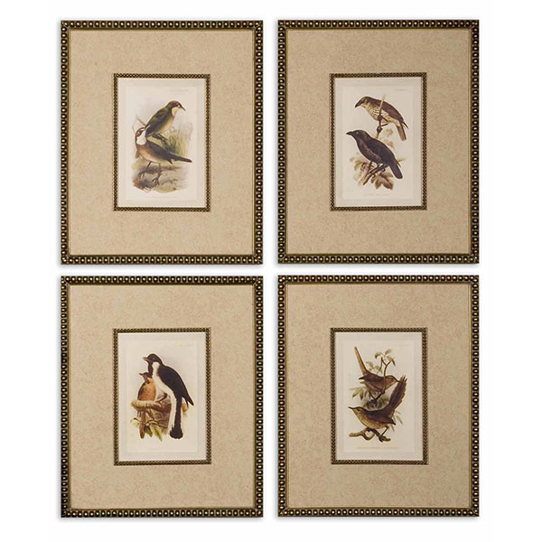 Uttermost Pair Of Birds Framed Art Set/4 - Click Image to Close