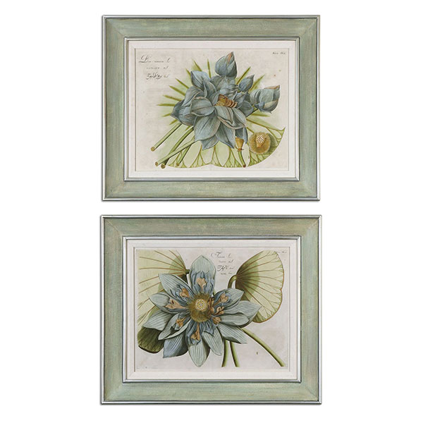 Blue Lotus Flower Art Set/2 - Click Image to Close