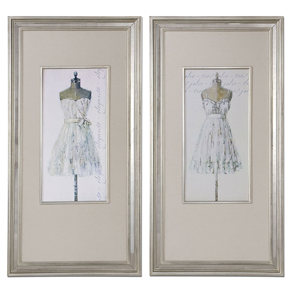 Elegante And Tres Jolie Linen Art, S/2 - Click Image to Close