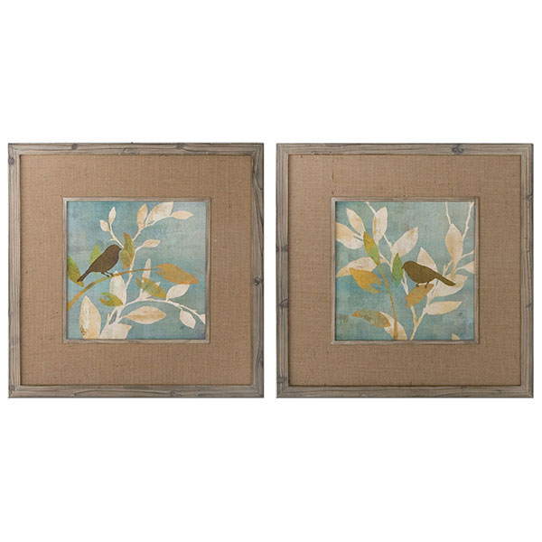 Turqouise Bird Silhouettes Framed Art, S/2 - Click Image to Close