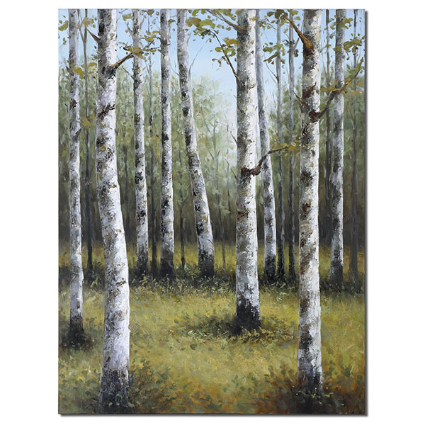 Birches In Spring Hand Painted Art - Click Image to Close