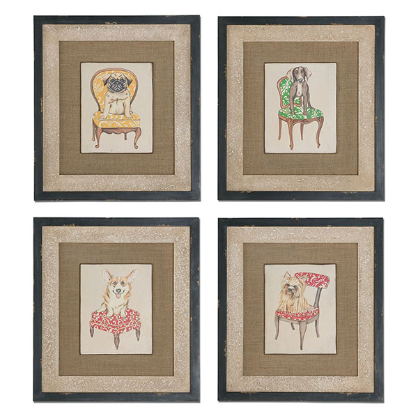 Pampered Pets Framed Art, S/4 - Click Image to Close