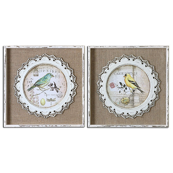 Bird Stamps Framed Art S/2 - Click Image to Close