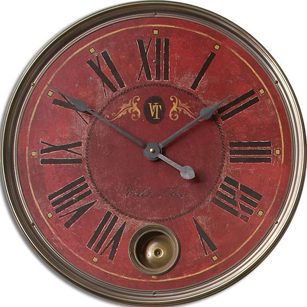 Regency Villa Tesio 23" Red Wall Clock - Click Image to Close