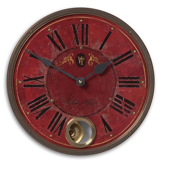 Villa Tesio 11" Red Wall Clock - Click Image to Close