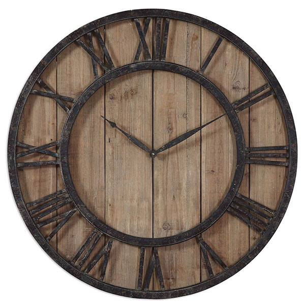 Powell Wooden Wall Clock - Click Image to Close
