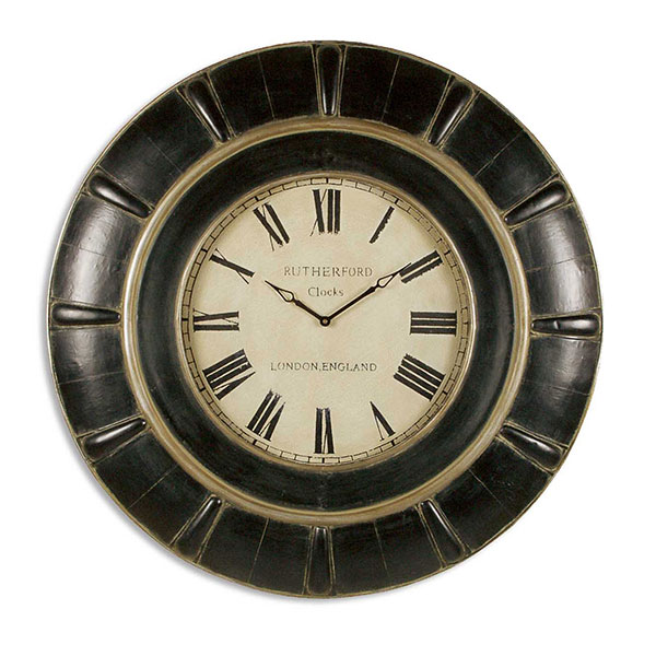 Rustic Black Rudy Clock - Click Image to Close
