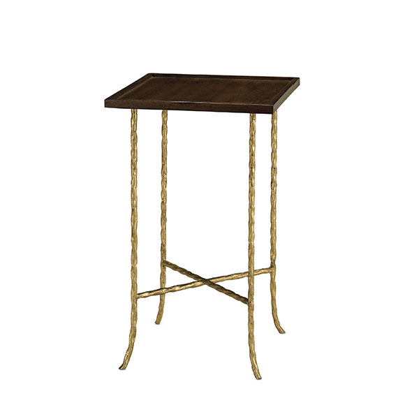 Gilt Twist Square Table w/Wood - Click Image to Close