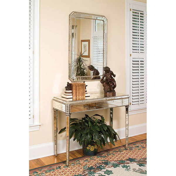Antiqued Mirror Console Table - Click Image to Close