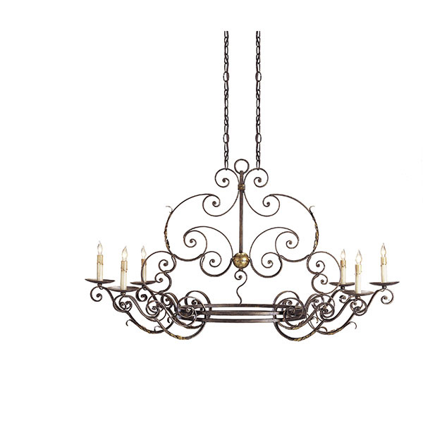 Argosy Oval Chandelier 6L, Cup - Click Image to Close