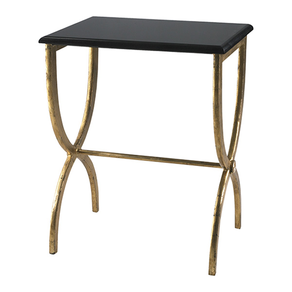 Black With Gold Legs Accent Table - Click Image to Close