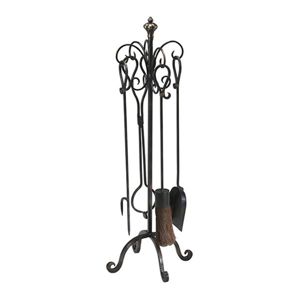 Scroll Hearth Stand And Tools - Click Image to Close