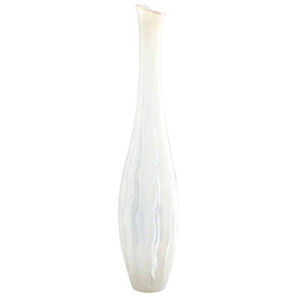Large White And Clear Wave Vase - Click Image to Close