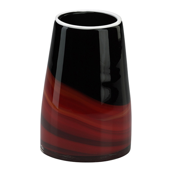 Small Black And Deep Red Swirl Vase - Click Image to Close