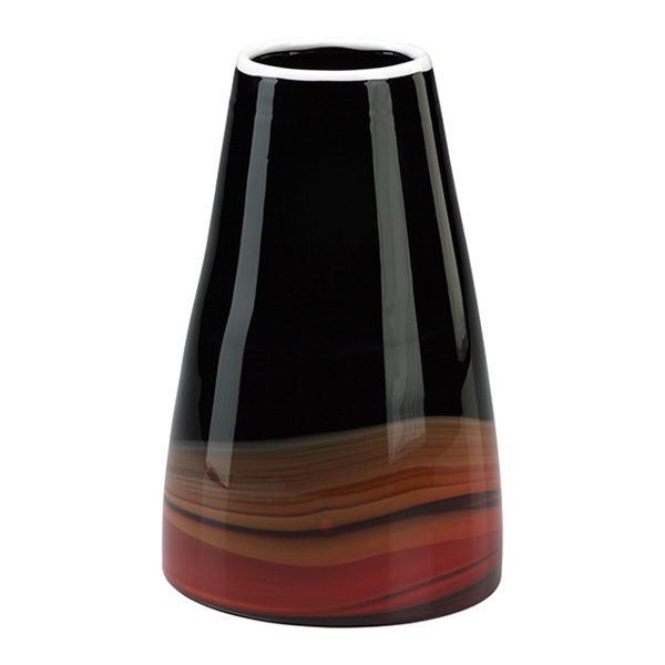 Large Black And Deep Red Swirl Vase - Click Image to Close