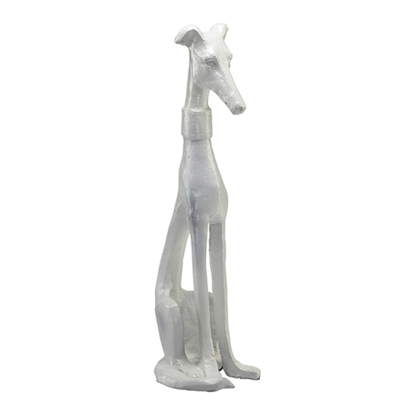 White Sitting Greyhound - Click Image to Close