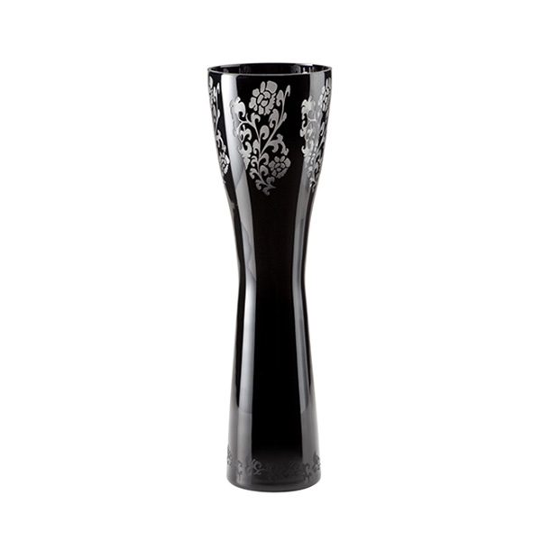 Small Black Etched Vase - Click Image to Close