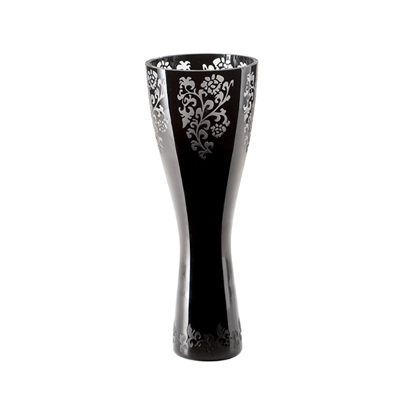 Large Black Etched Vase - Click Image to Close