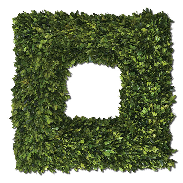 Square Wreath Preserved Boxwood - Click Image to Close