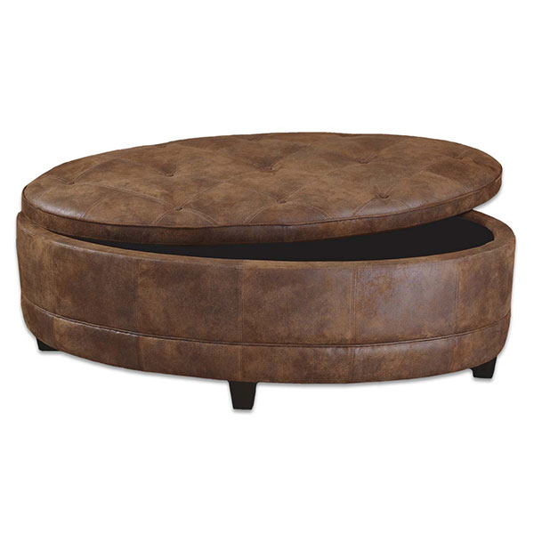 Gideon Oval Leather Storage Bench - Click Image to Close
