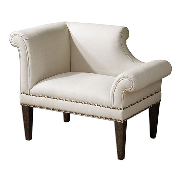 Fontaine White Linen Armchair - Click Image to Close